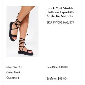 Mini Studded Flatform Espadrille Ankle Tie Sandals